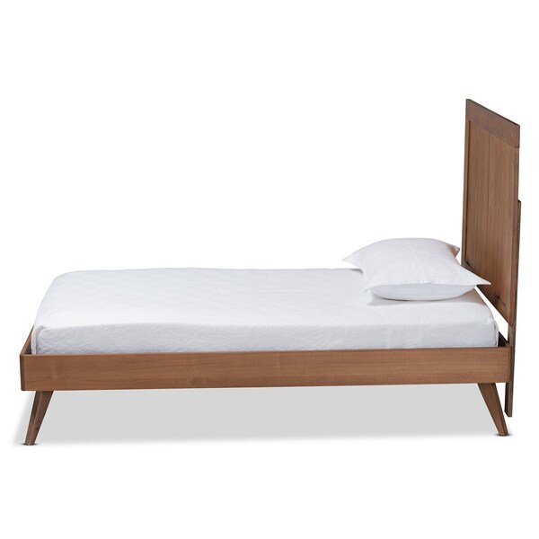 Baxton Studio Amira Mid-Century Modern Transitional Ash Walnut Finished Wood Twin Size Platform Bed - 180-11154-11159-ZORO