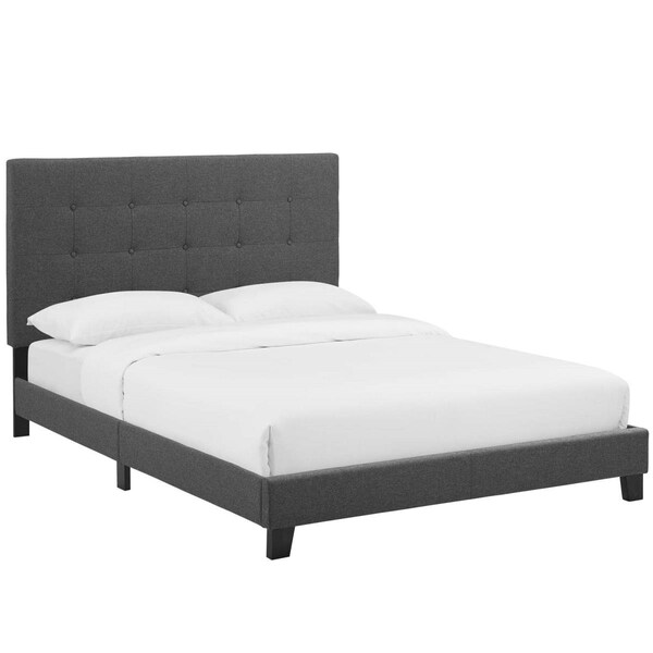 Modway Furniture Melanie Tufted Button Upholstered Fabric Platform Bed, Gray - Full Size - MOD-5878-GRY