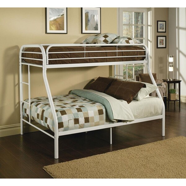 Oceantailer Home Roots Furniture 60 x 78 x 54 in. Metal Tube Twin Full Bunk Bed - White - 286579