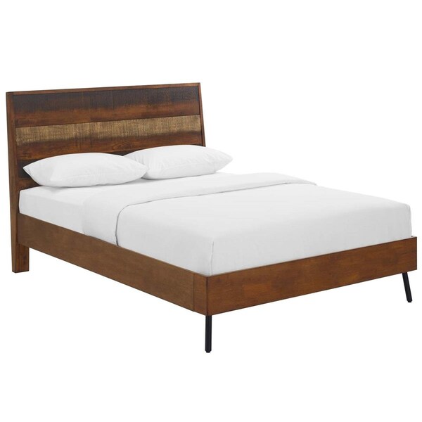 Modway Furniture 88.5 x 63.5 x 47 in. Arwen Rustic Wood Bed, Walnut - Queen Size - MOD-5831-WAL