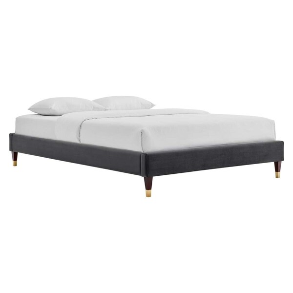 Modway Furniture Harlow Performance Velvet Platform Bed Frame, Charcoal - King Size - MOD-6271-CHA