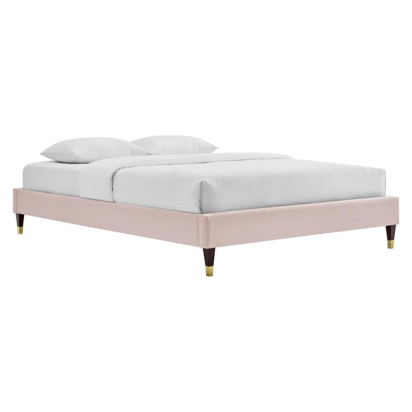 Modway Furniture Harlow Performance Velvet Platform Bed Frame, Pink - King Size - MOD-6271-PNK