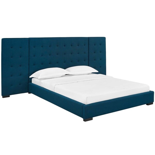 Modway Furniture Sierra Upholstered Fabric Platform Bed, Azure - Queen Size - MOD-5818-AZU