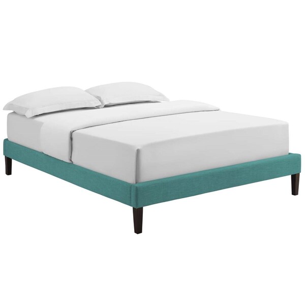 Modway Furniture Tessie Queen Fabric Bed Frame with Squared Tapered Legs - Teal, 13 x 85.5 x 63.5 in. - MOD-5899-TEA