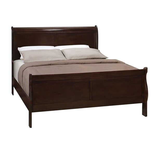 Benzara Traditional Style Wooden Queen Size Bed with Curved Headboard, Brown - BM208177