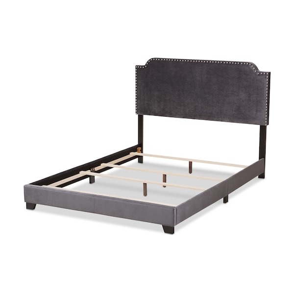 Baxton Studio Darcy Luxe and Glamour Dark Grey Velvet Upholstered Full Size Bed - 149-8956