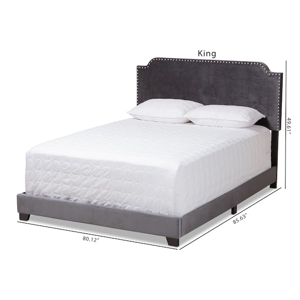 Baxton Studio Darcy Luxe and Glamour Dark Grey Velvet Upholstered Full Size Bed - 149-8956