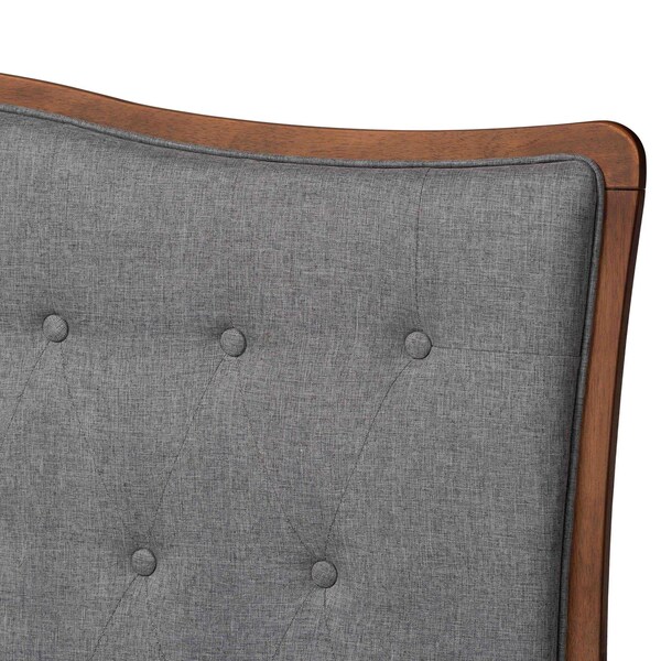 Baxton Studio Padilla Classic and Traditional Grey Fabric and Walnut Brown Finished Wood Queen Size Platform Bed - 237-12640-9411-ZORO