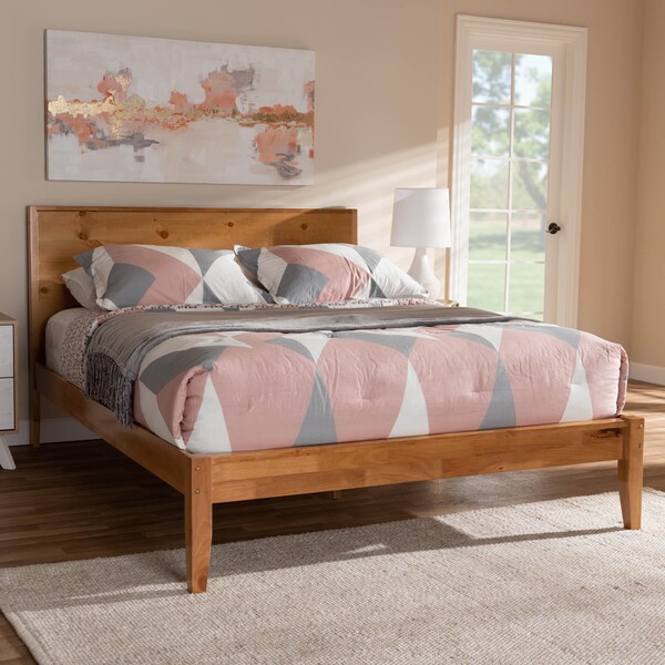 Baxton Studio Marana Modern Oak and Pine Finished Wood Queen Size Platform Bed - 147-8083