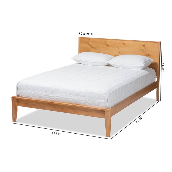 Baxton Studio Marana Modern Oak and Pine Finished Wood Queen Size Platform Bed - 147-8083