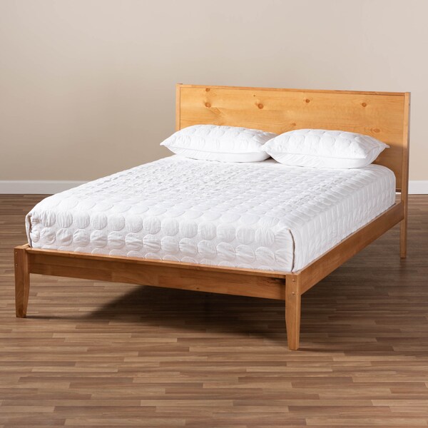 Baxton Studio Marana Modern Oak and Pine Finished Wood Queen Size Platform Bed - 147-8083