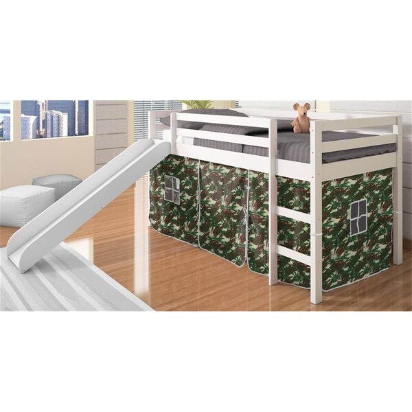 Convenience Concepts PD-750TW-C Kits Tent Loft with Slide & Slat Mattress - Twin White - HI486575