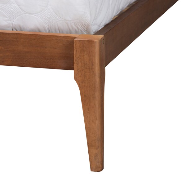 Baxton Studio Royce Mid-Century Modern Transitional Light Grey Fabric and Ash Walnut Finished Wood Queen Size Bed - 226-12890-ZORO