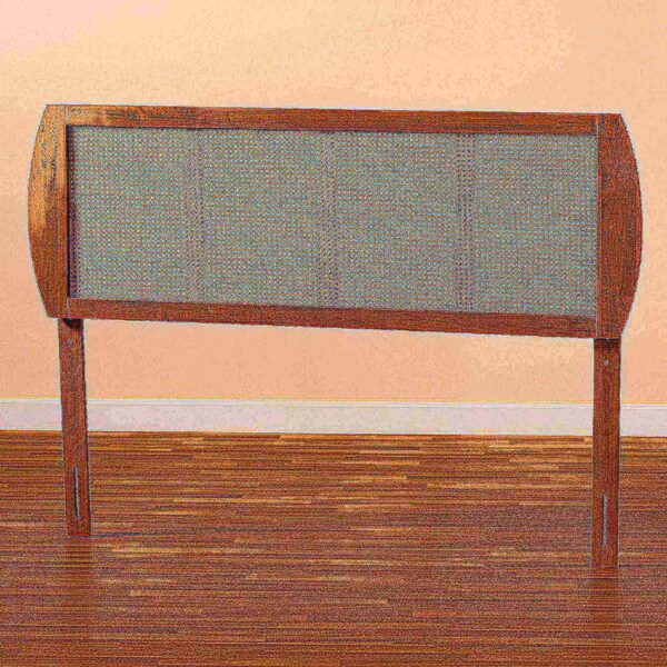 Baxton Studio Harris Mid-Century Modern Ash Walnut Finished Wood and Synthetic Rattan King Size Headboard - 181-11118-ZORO