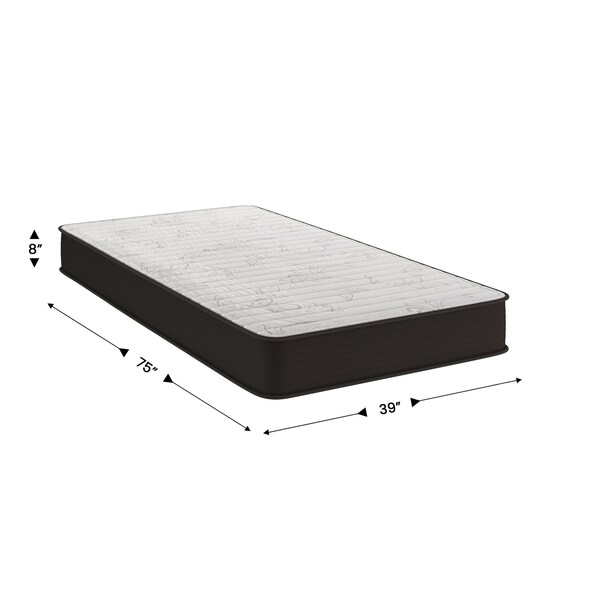 Flash Furniture Dream 8 Inch Hybrid Mattress, Twin Size High Density Foam and Innerspring Mattress in a Box - DR-E238-B-T-GG