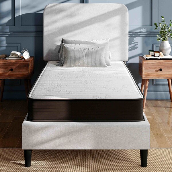 Flash Furniture Dream 8 Inch Hybrid Mattress, Twin Size High Density Foam and Innerspring Mattress in a Box - DR-E238-B-T-GG