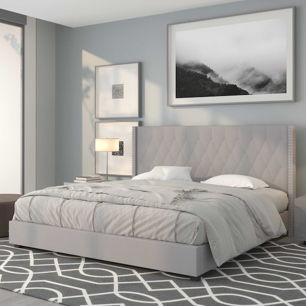 Flash Furniture Platform Bed, Riverdale, King, Light Gray - HG-44-GG