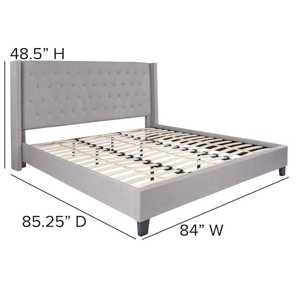 Flash Furniture Platform Bed, Riverdale, King, Light Gray - HG-44-GG