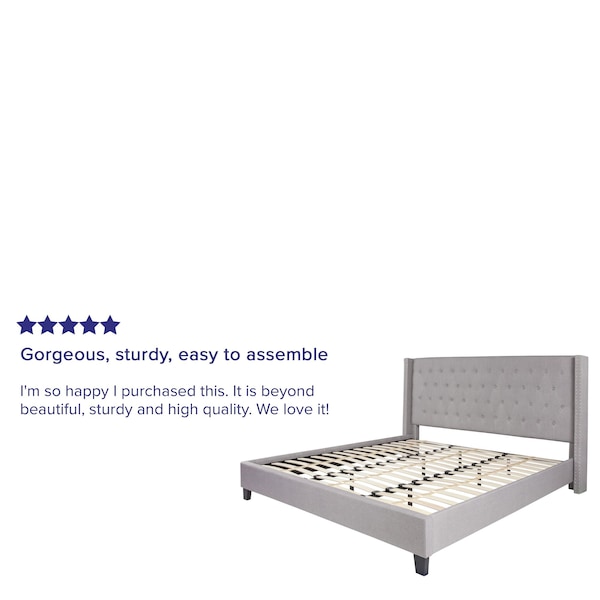 Flash Furniture Platform Bed, Riverdale, King, Light Gray - HG-44-GG