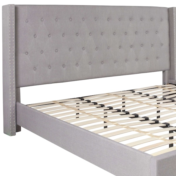 Flash Furniture Platform Bed, Riverdale, King, Light Gray - HG-44-GG
