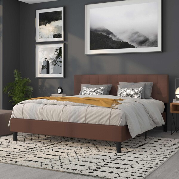 Flash Furniture King, Bedford Headboard, Brown Fabric - HG-HB1704-K-DBR-GG