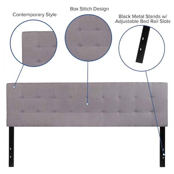 Flash Furniture King, Bedford Headboard, Gray Fabric - HG-HB1704-K-LG-GG