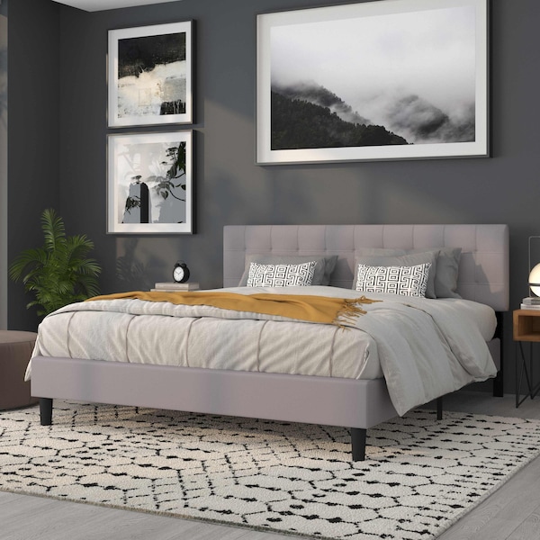 Flash Furniture King, Bedford Headboard, Gray Fabric - HG-HB1704-K-LG-GG