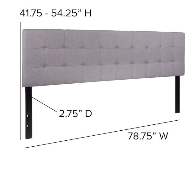 Flash Furniture King, Bedford Headboard, Gray Fabric - HG-HB1704-K-LG-GG