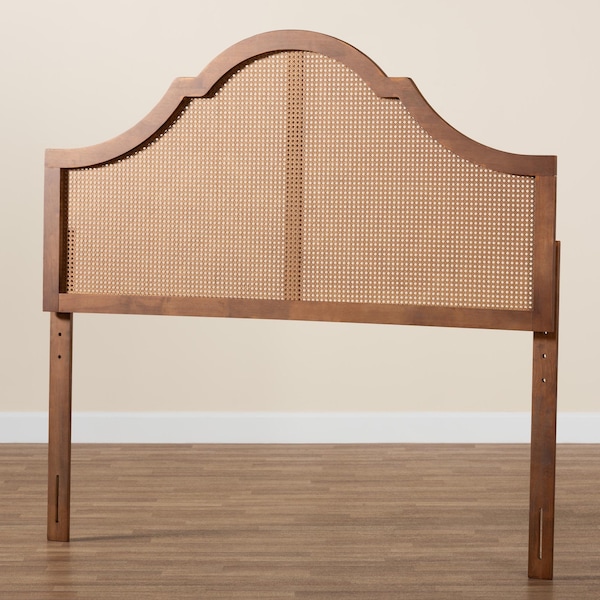 Baxton Studio Camila Classic and Traditional Ash Walnut Finished Wood King Size Headboard with Rattan - 238-12669-ZORO