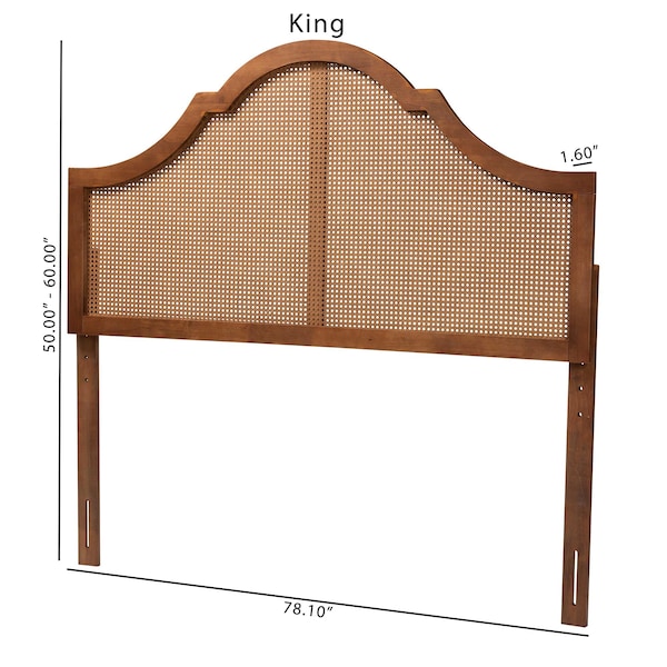 Baxton Studio Camila Classic and Traditional Ash Walnut Finished Wood King Size Headboard with Rattan - 238-12669-ZORO