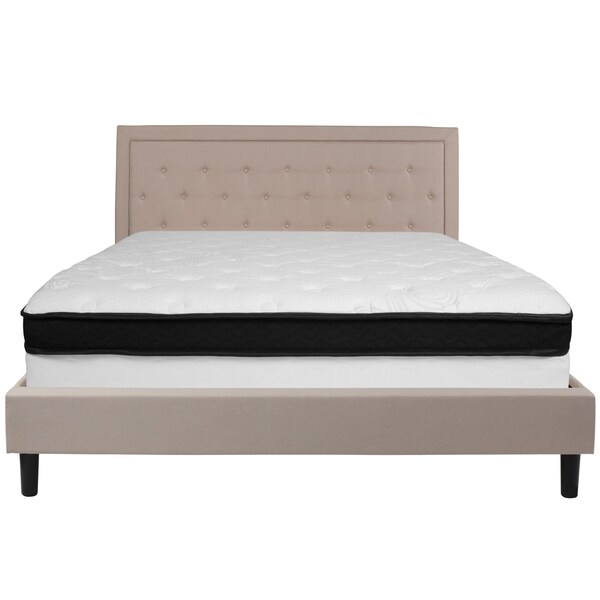 Flash Furniture King Platform Bed Set, Beige - SL-BMF-20-GG