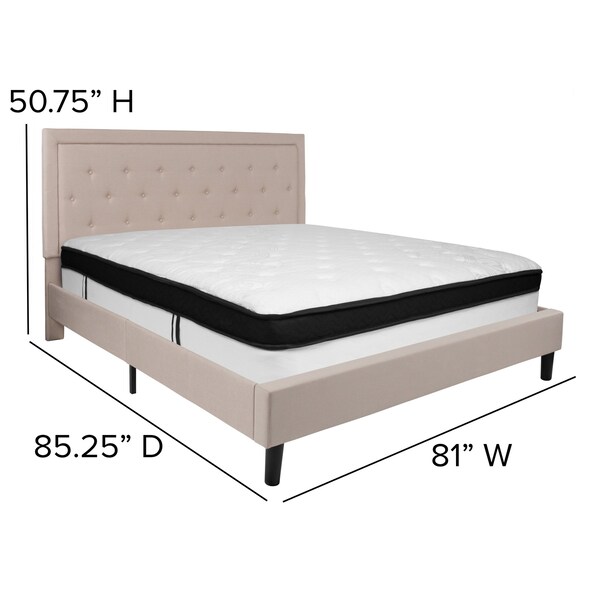 Flash Furniture King Platform Bed Set, Beige - SL-BMF-20-GG