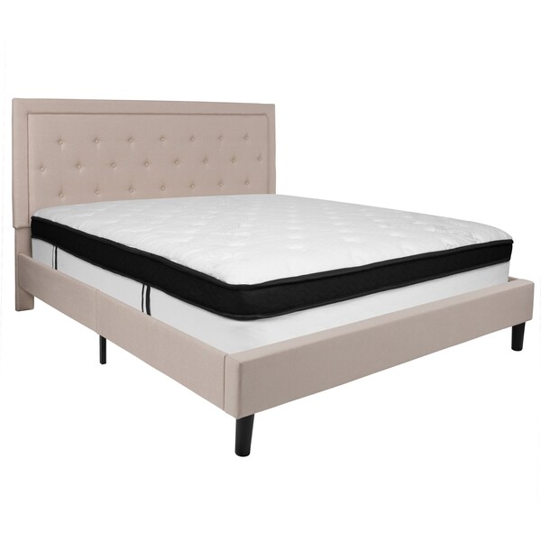 Flash Furniture King Platform Bed Set, Beige - SL-BMF-20-GG