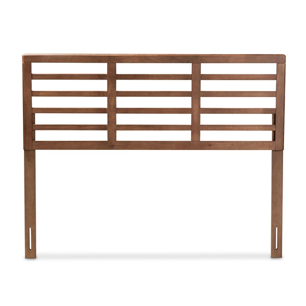 Baxton Studio Salome Mid-Century Walnut Finished Wood Queen Size Open Slat Headboard - 156-9423