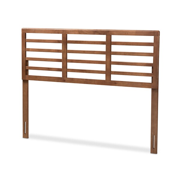 Baxton Studio Salome Mid-Century Walnut Finished Wood Queen Size Open Slat Headboard - 156-9423