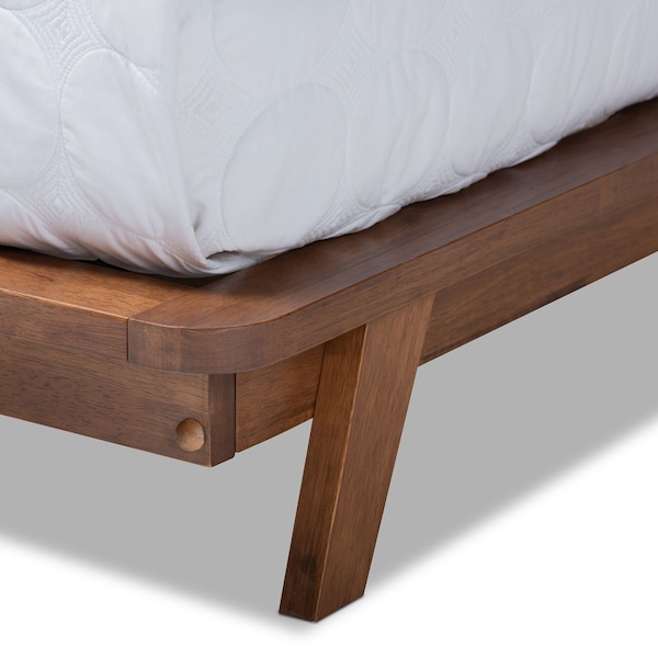 Baxton Studio Sante Mid-Century Beige Upholstered Wood Queen Size Platform Bed - 156-9291