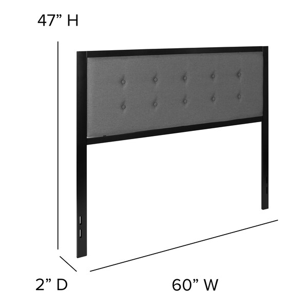 Flash Furniture Queen Tufted Metal Headboard in Dark Gray Fabric - HG-HB1725-Q-DG-GG