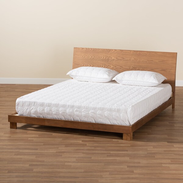 Baxton Studio Haines Modern and Contemporary Walnut Brown Finished Wood King Size Platform Bed - 184-11053-ZORO