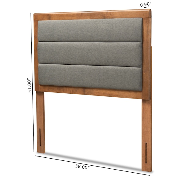 Baxton Studio Dexter Modern Dark Grey Fabric Upholstered and Walnut Brown Finished Wood Headboard-Twin - 191-11534-ZORO