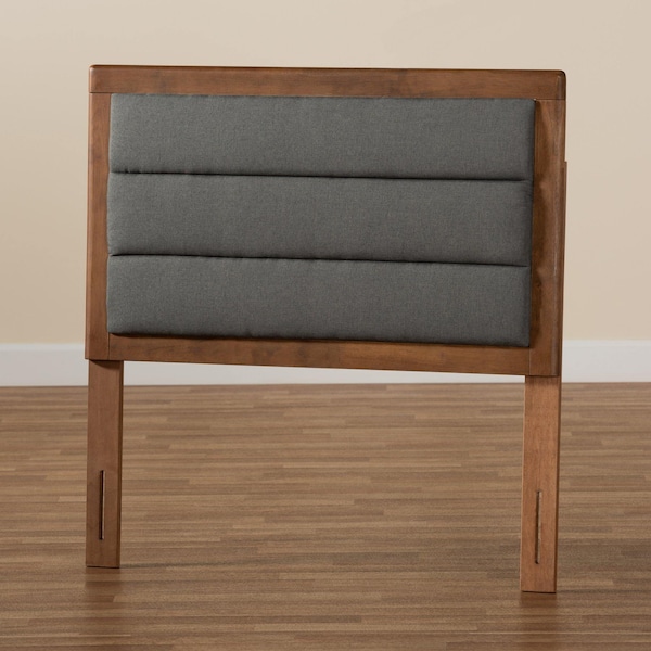 Baxton Studio Dexter Modern Dark Grey Fabric Upholstered and Walnut Brown Finished Wood Headboard-Twin - 191-11534-ZORO