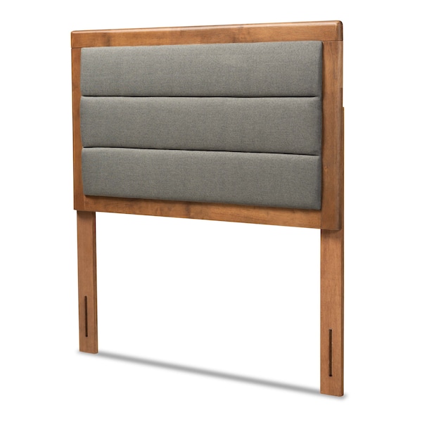 Baxton Studio Dexter Modern Dark Grey Fabric Upholstered and Walnut Brown Finished Wood Headboard-Twin - 191-11534-ZORO