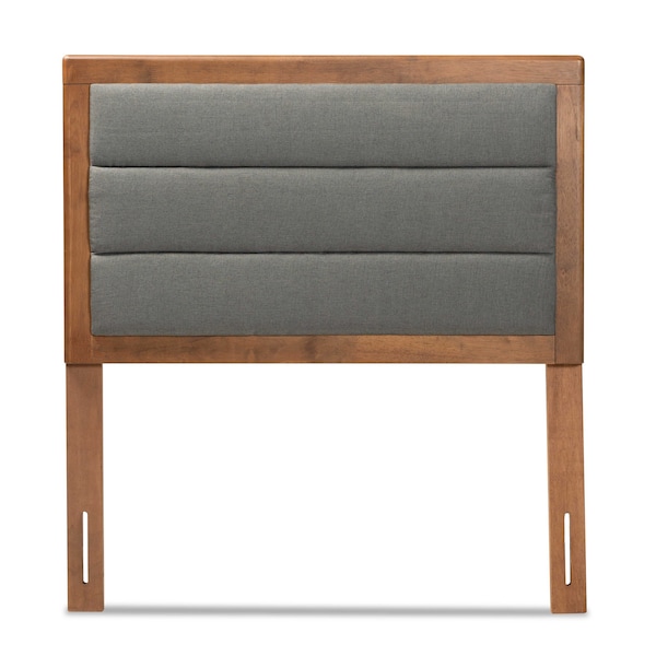 Baxton Studio Dexter Modern Dark Grey Fabric Upholstered and Walnut Brown Finished Wood Headboard-Twin - 191-11534-ZORO