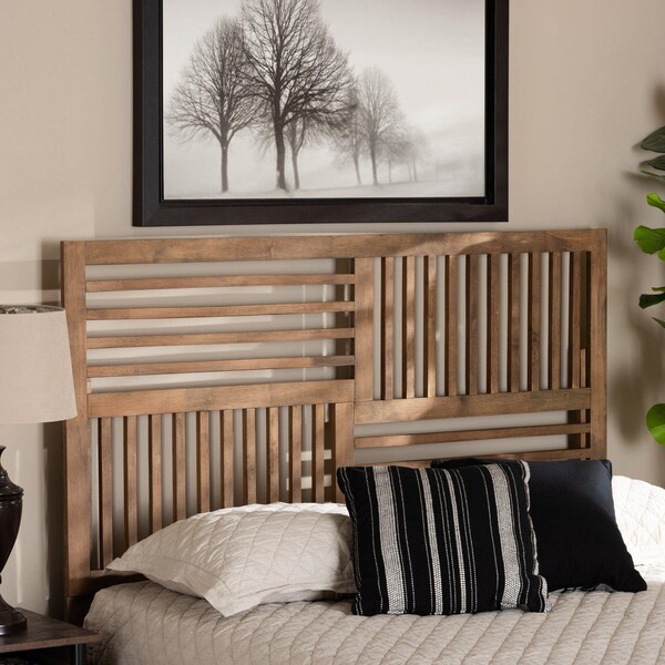Baxton Studio Adler Modern and Contemporary Transitional Ash Walnut Finished Wood King Size Headboard - 180-11145-ZORO