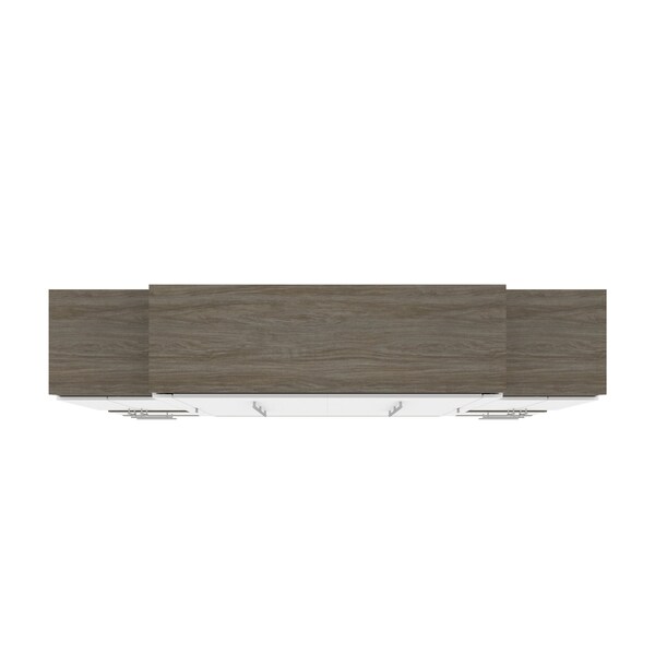 Bestar Orion 104W Queen Murphy Bed and 2 Storage Cabinets with Pull-Out Shelves (105W), White & Walnut Grey - 116889-000017