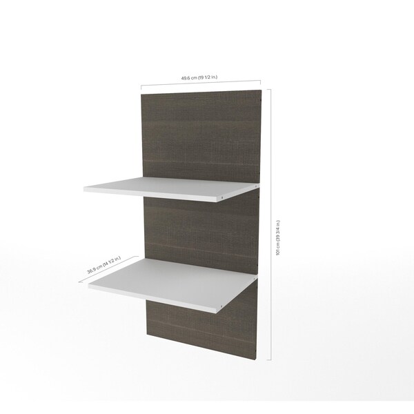 Bestar Cielo Queen Murphy Bed with Floating Shelves (85W), Bark Grey & White - 80887-47