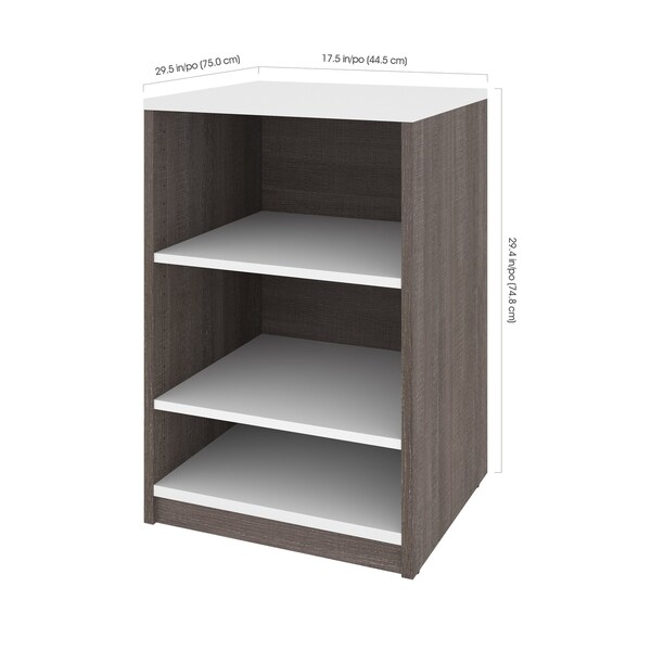 Bestar Cielo Queen Murphy Bed with Floating Shelves (85W), Bark Grey & White - 80887-47