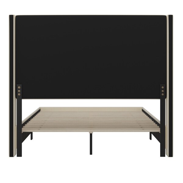 Flash Furniture Beige Queen Platform Bed with Tufted Headboard - YK-1077-BEIGE-Q-GG