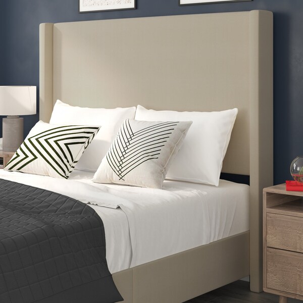 Flash Furniture Beige Queen Platform Bed with Tufted Headboard - YK-1077-BEIGE-Q-GG