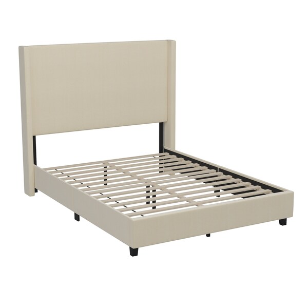 Flash Furniture Beige Queen Platform Bed with Tufted Headboard - YK-1077-BEIGE-Q-GG