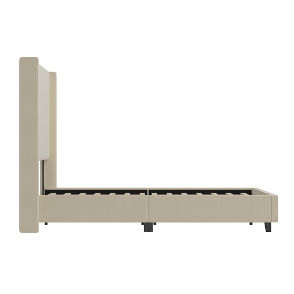Flash Furniture Beige Queen Platform Bed with Tufted Headboard - YK-1077-BEIGE-Q-GG